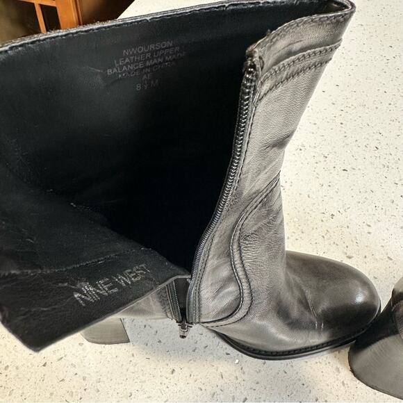 Nine West Ourson Boho Antique Gray Mid Calf Chunky Heeled Boots Round Toe 8.5 - Picture 7 of 15